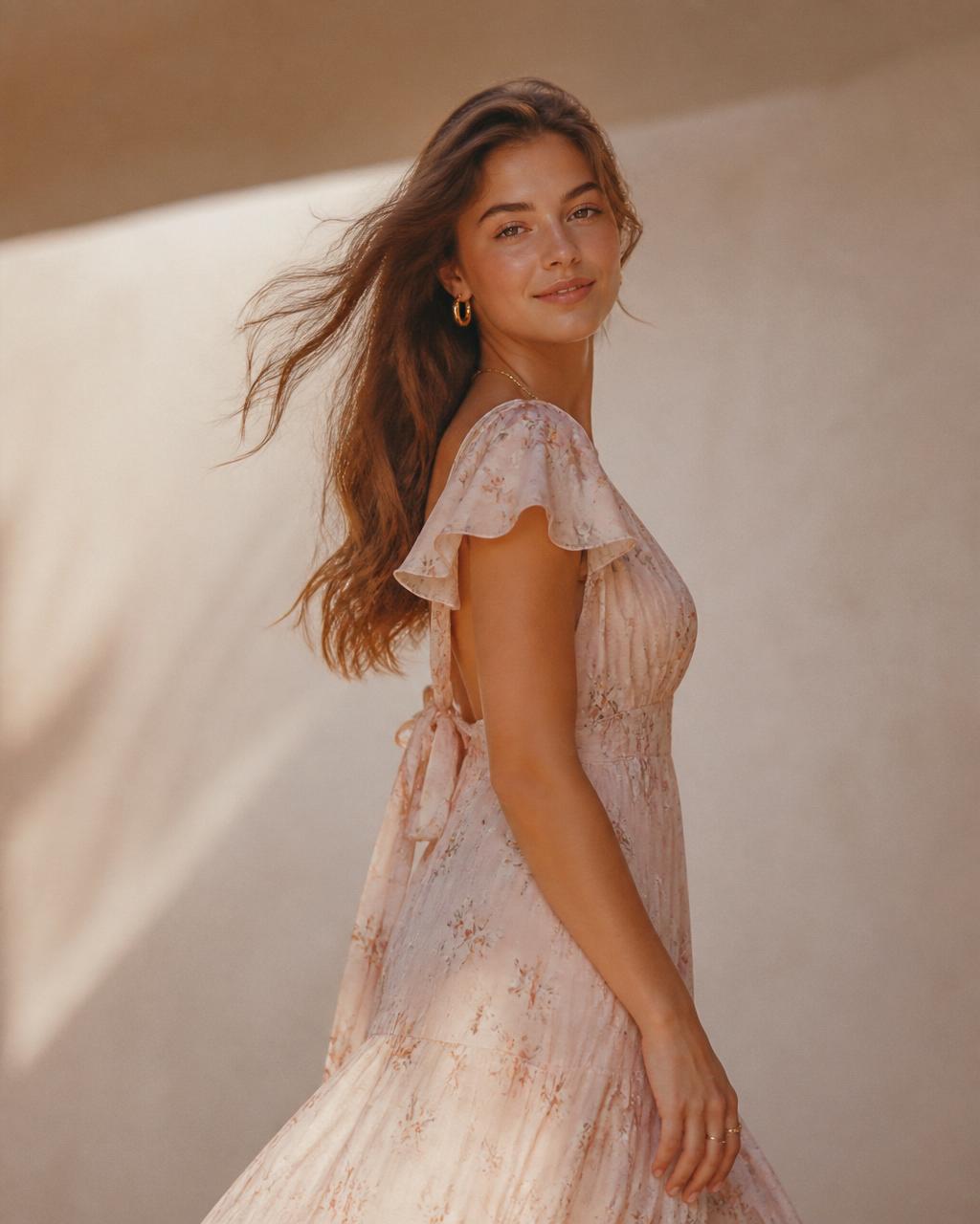 Fashion model wearing a Confeetti Boutique summer dress